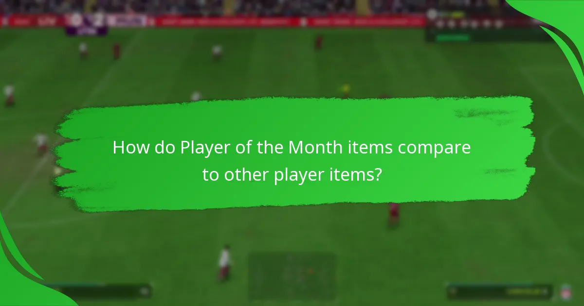 How do Player of the Month items compare to other player items?