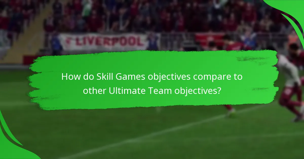 How do Skill Games objectives compare to other Ultimate Team objectives?