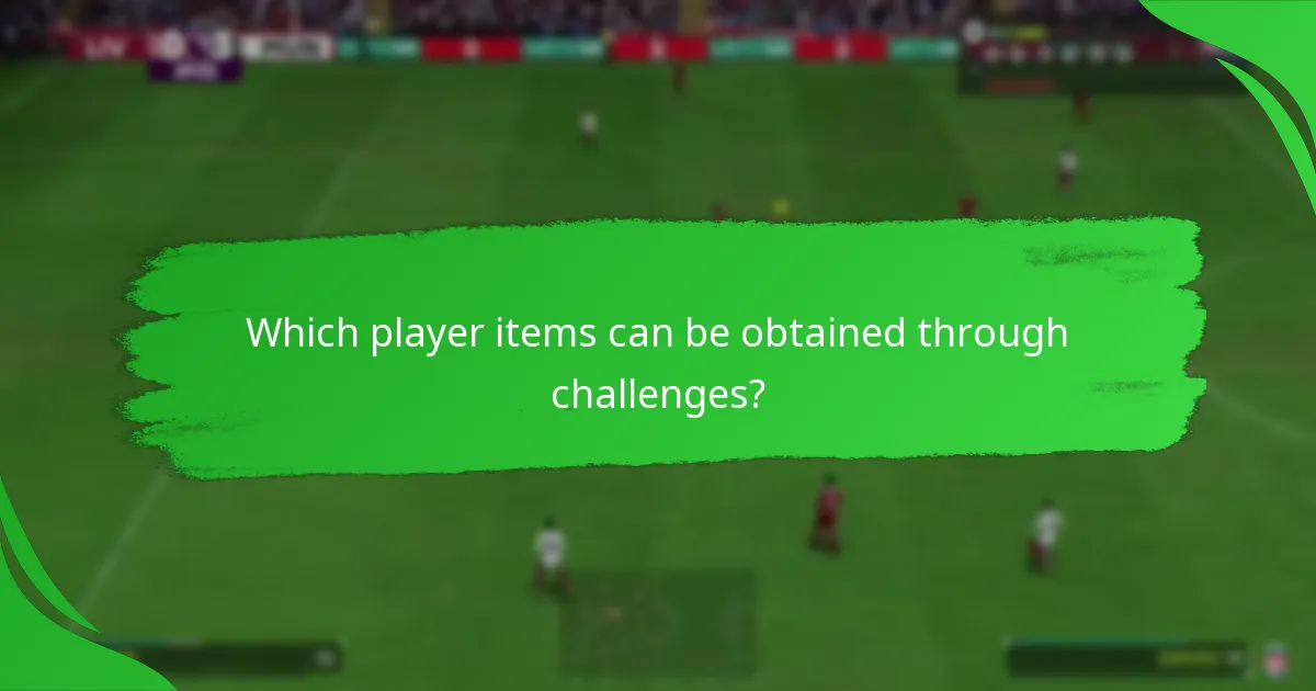 Which player items can be obtained through challenges?